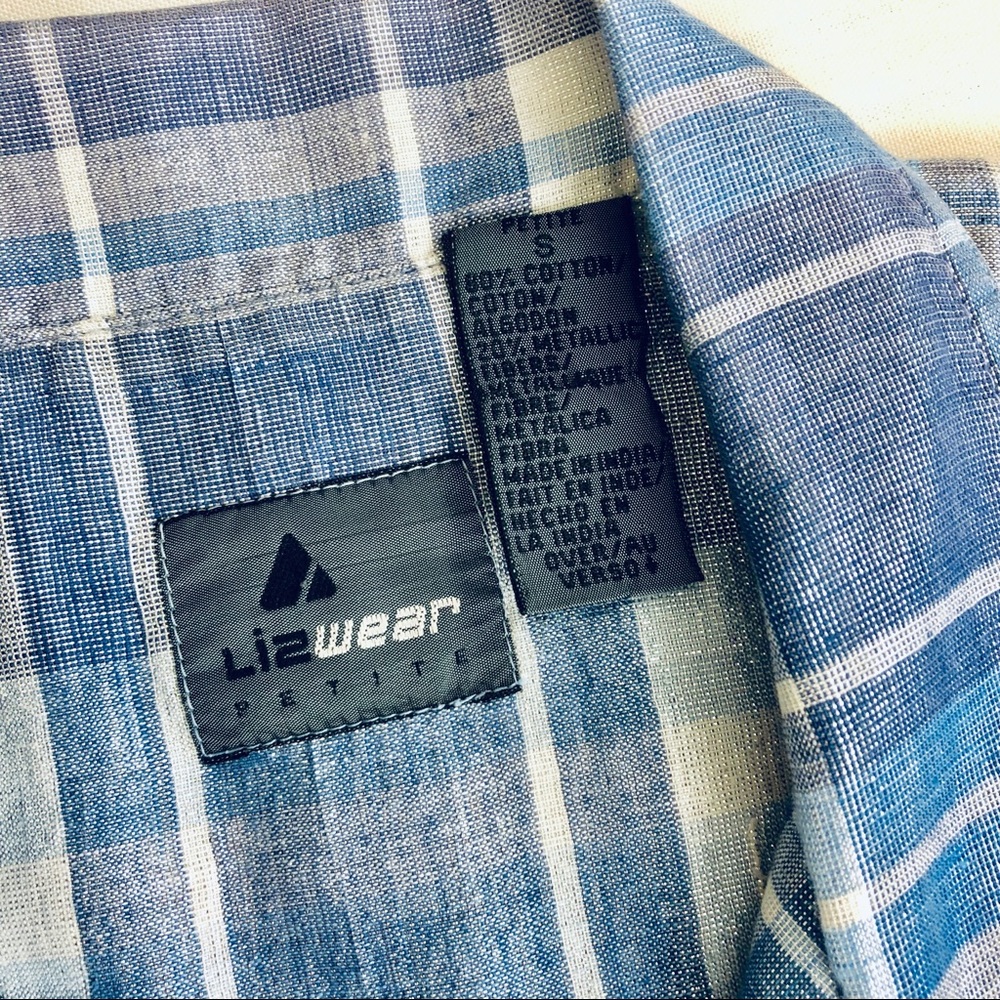 Liz Claiborne LIZWEAR Plaid Metallic Shirt Sz PS - Picture 4 of 6